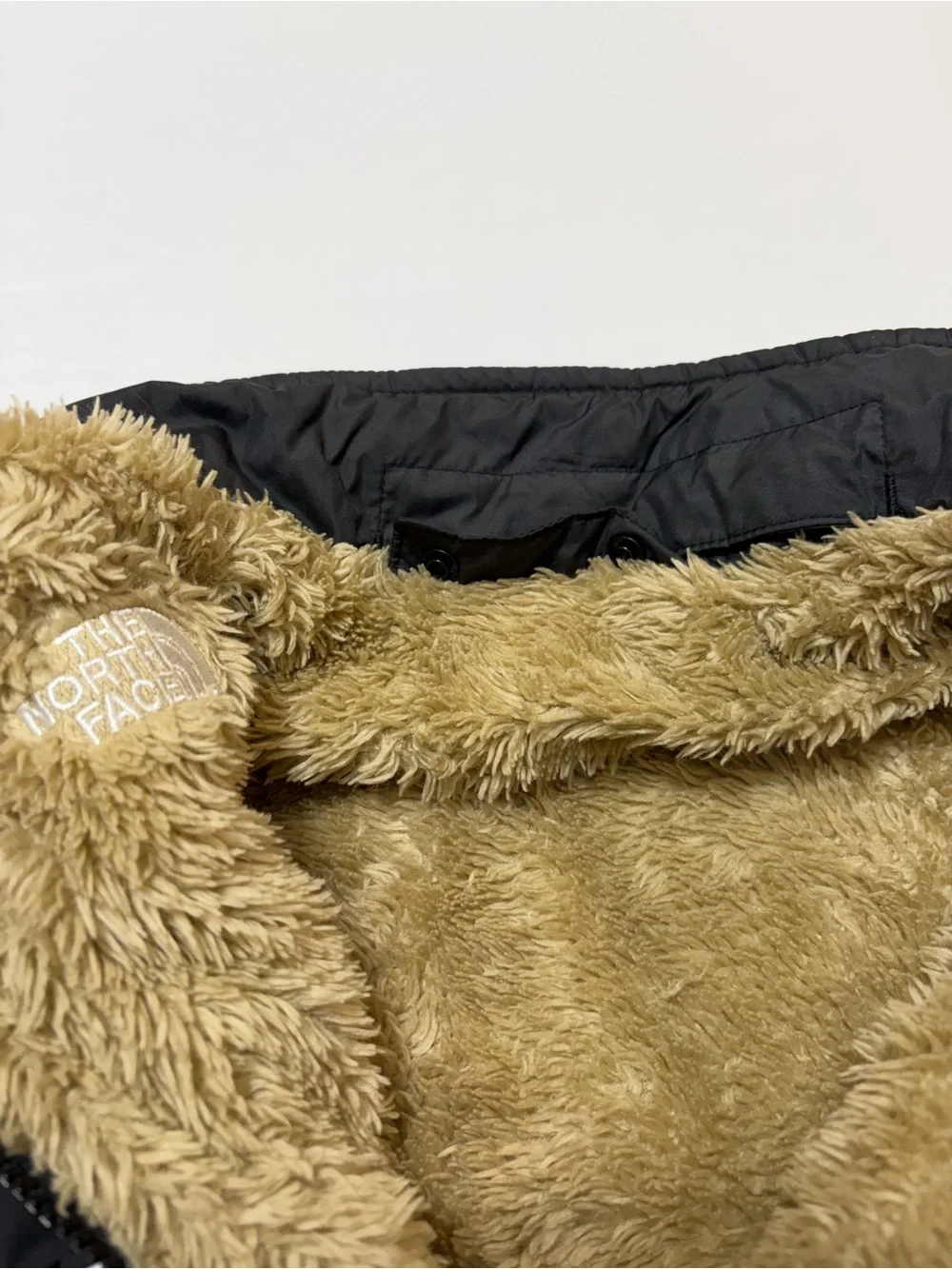 The North Face Youth L Reversible Puffer Jacket Coat Sherpa Black Red White